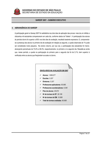 Sumario Executivo Saresp 2007