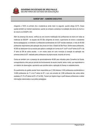 Sumario Executivo Saresp 2007