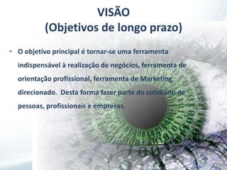 COMERCIALApós cruzamento realizado pelo sistema, será enviado alerta de compatibilidade de interesses para o e-mail dos usuários envolvidos.Após recebimento de e-mail informando a compatibilidade o usuário realizara pagamento de taxa para acesso as informações filtradas pelo sistema.