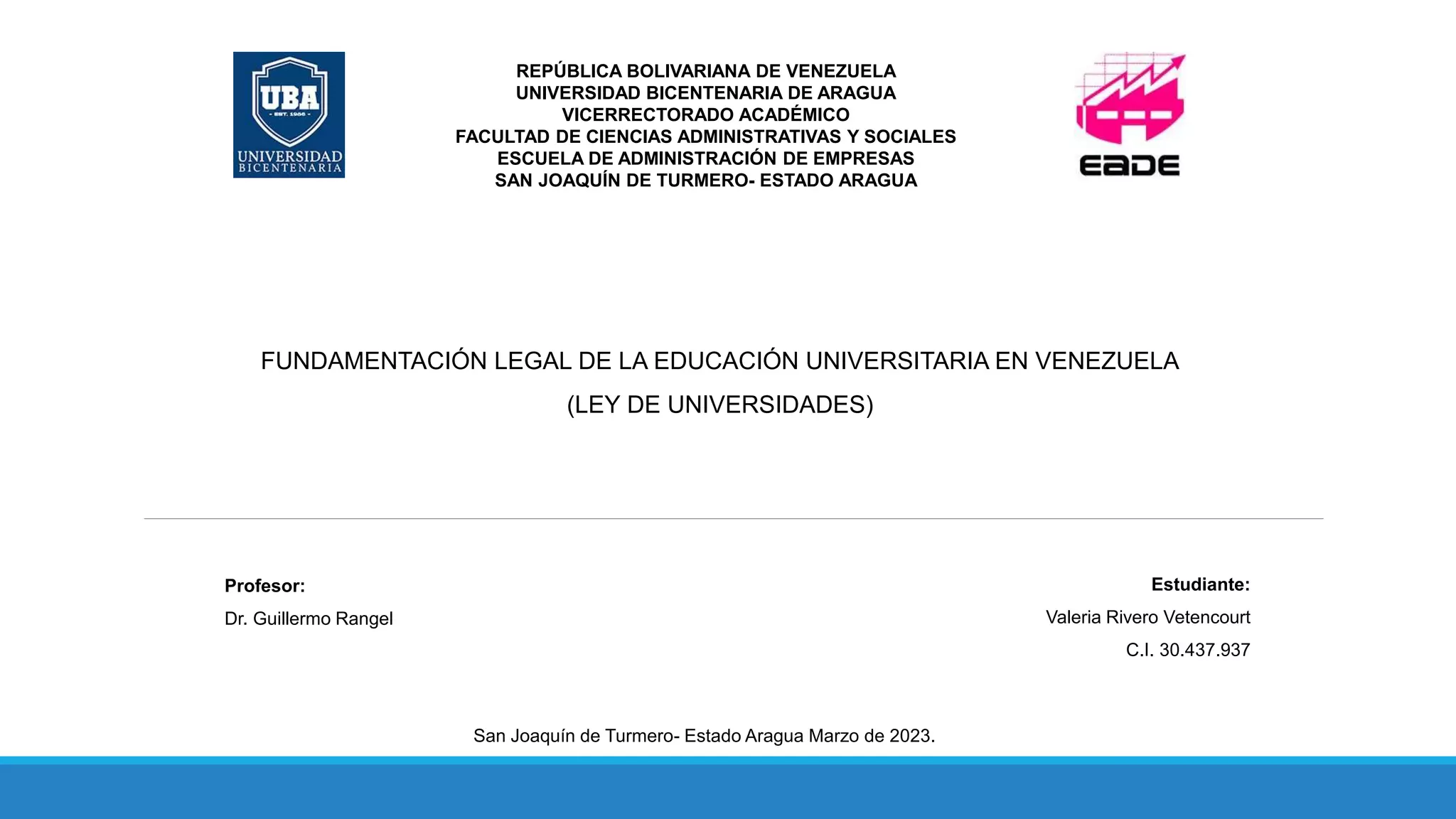 Ley de Universidades en Venezuela PPT