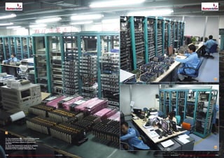 12
13
14
110 111TELE-audiovision International — The World‘s Leading Digital TV Industry Publication — 01-02/2015 — www.TELE-audiovision.com www.TELE-audiovision.com — 01-02/2015 — TELE-audiovision International — 全球发行量最大的数字电视杂志
12. The completed EMR components are tested,
installed and prepared for the customers.
13. Each individual module is checked and
adjusted
14. Once the hardware is ready to be shipped,
the final inspection and preparation for
shipment to the customer takes place here.
 