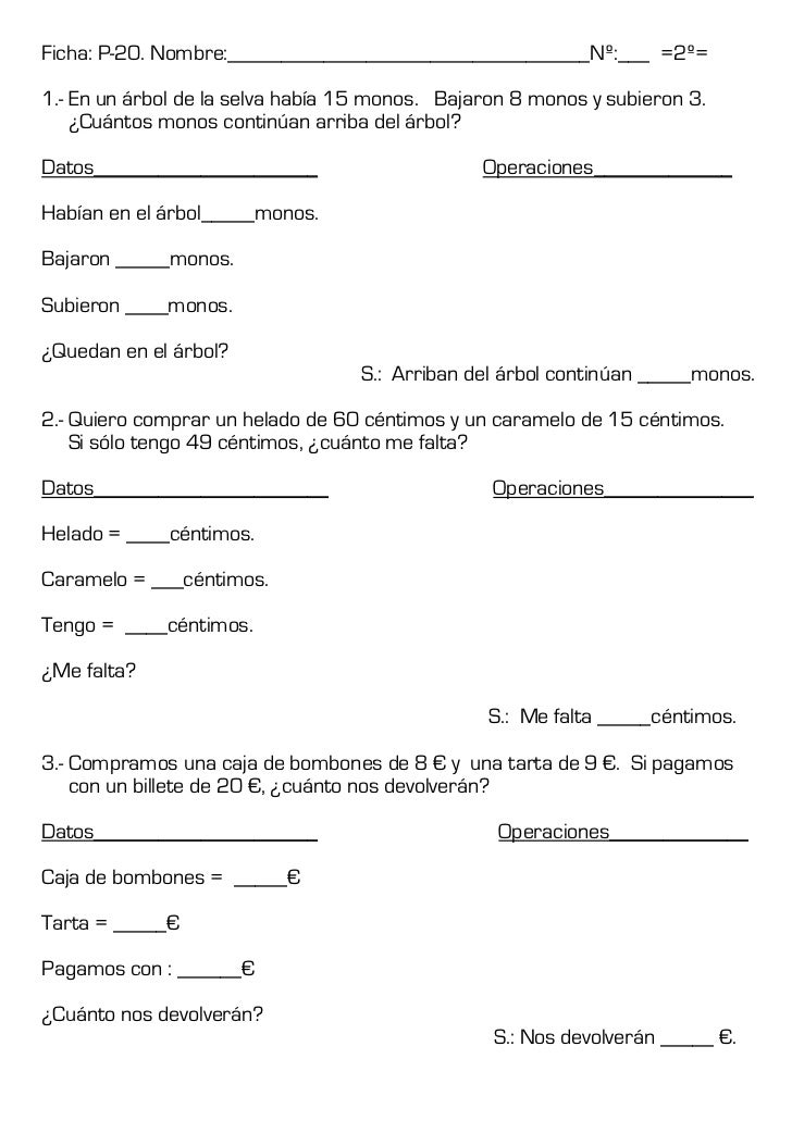 Problemas de suma y resta conbinadas