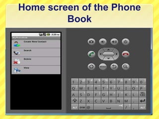 Home screen of the Phone
Book

 