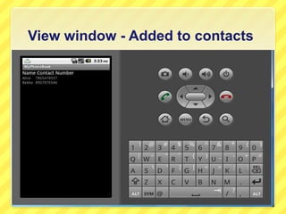 View window - Added to contacts

 