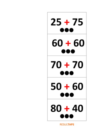 25 + 75
60 + 60
70 + 70
50 + 60
80 + 40
RESULTAPS
 