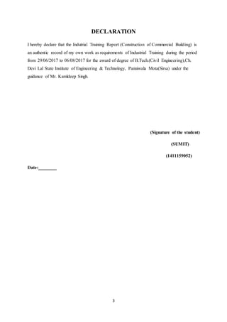 training report on commercial building | DOCX