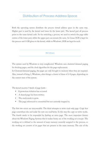 Distribution of Process Address Space
Windows
