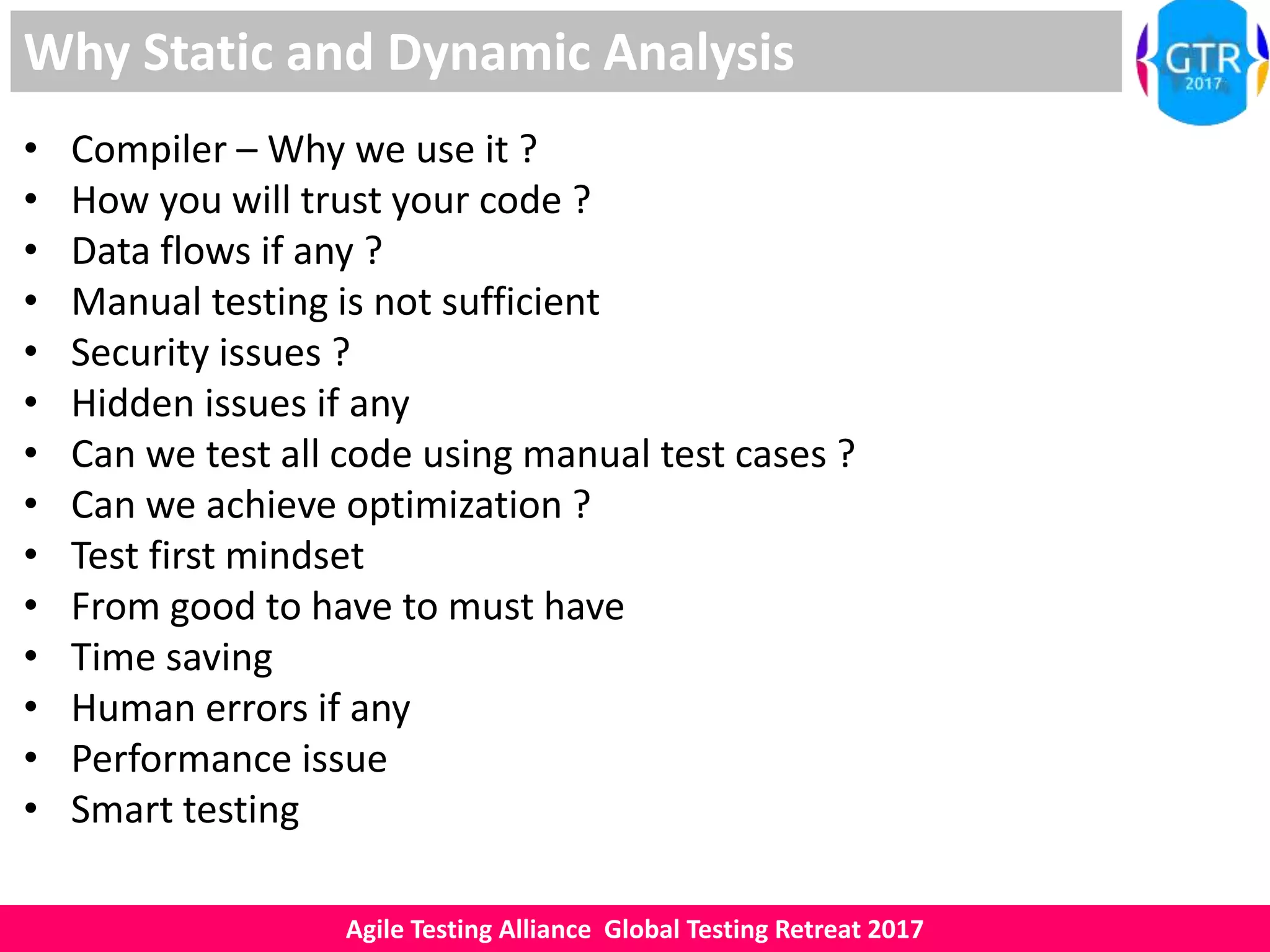 ATAGTR2017 Static and dynamic code analysis for mobile applications ...