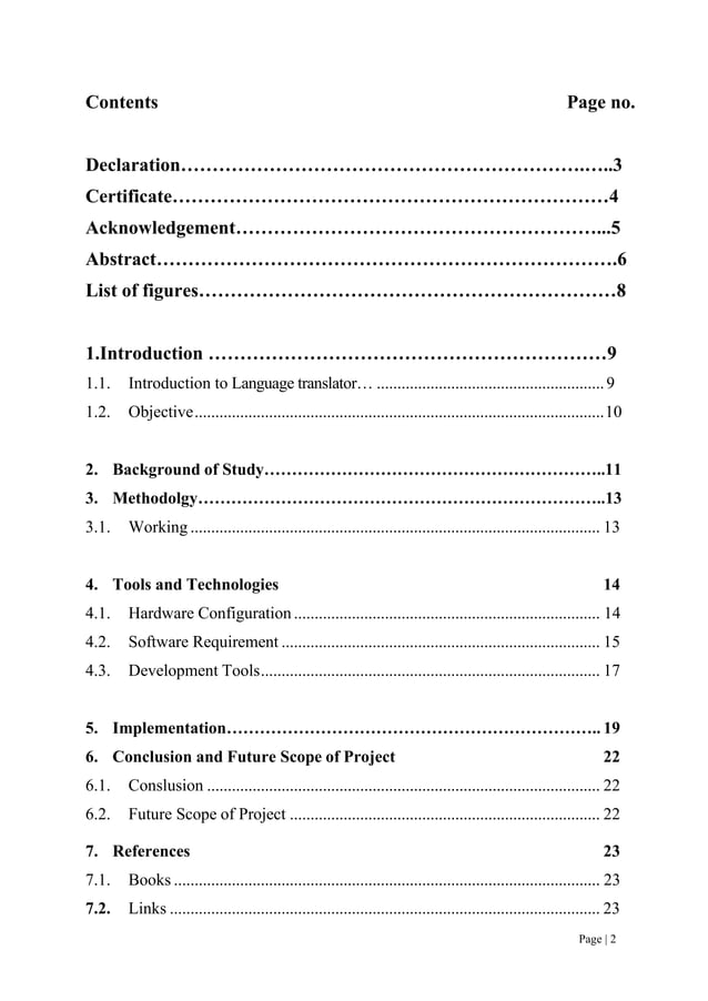 Language translator internship report PDF
