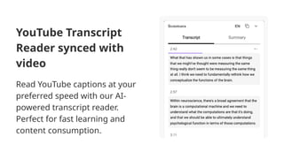 Summara- YouTube AI Summary and Transcript widget | PPTX