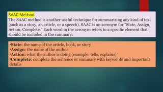 Saac Method Sample Summarazing.pptx materi kuliah bahasa inggis summarazing untuk pasca ...