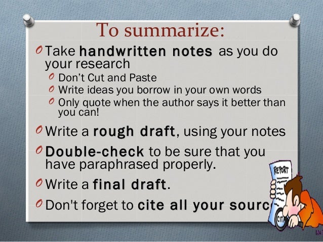 Summarize Dont Plagiarize How To Take Notes Intermediate