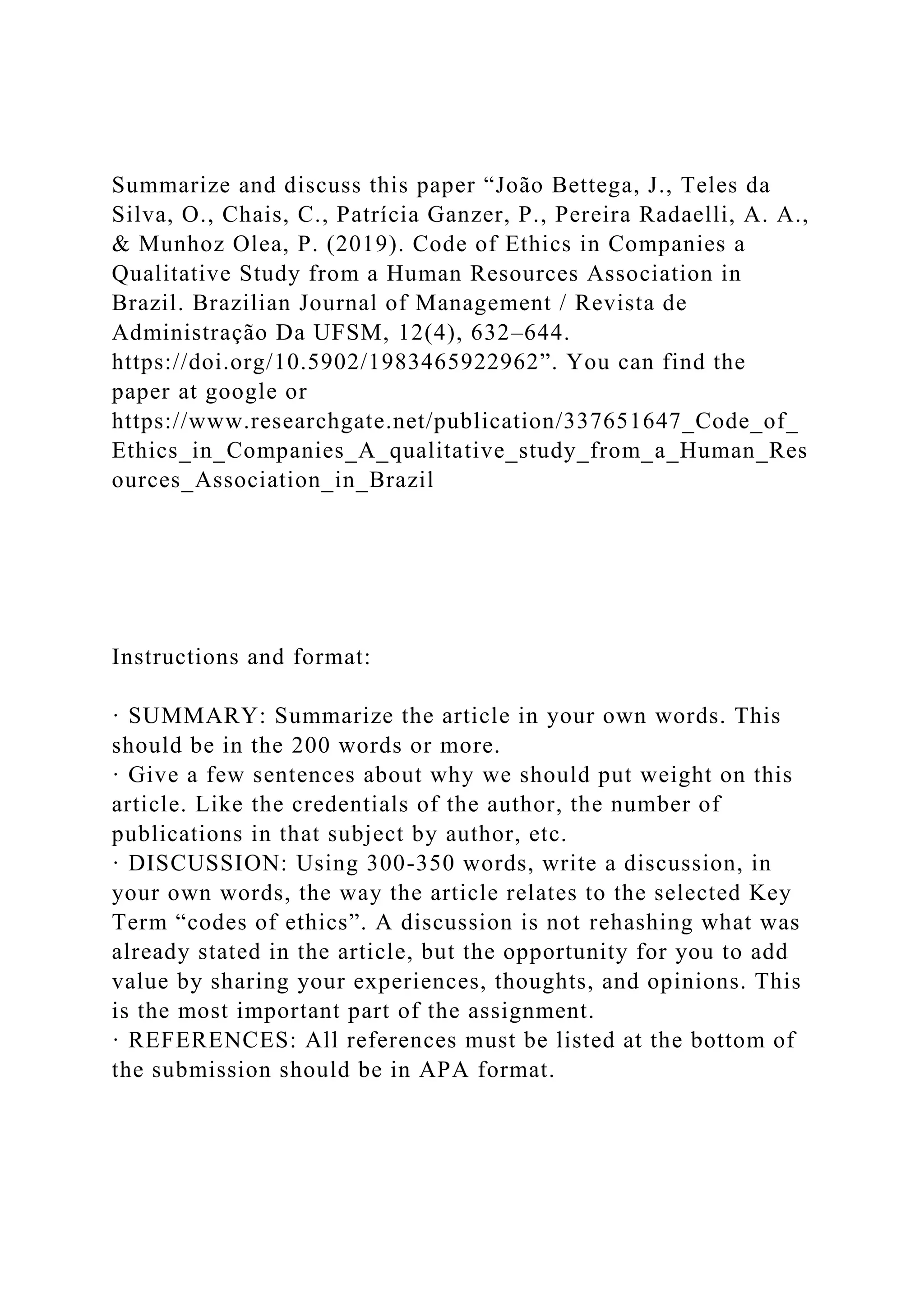 Summarize and discuss this paper João Bettega, J., Teles da Silva.docx