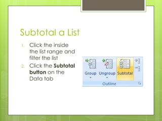 Summarize Data Using a Formula | PPTX
