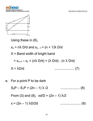 Summarized notes - 12th Science JEE - Interference and Diffraction | DOCX