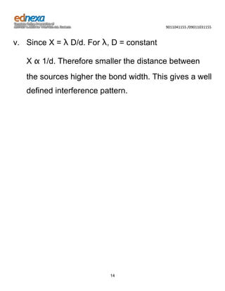 Summarized notes - 12th Science JEE - Interference and Diffraction | DOCX