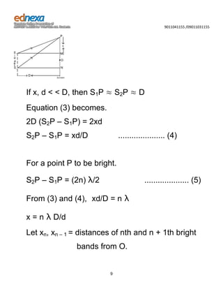 Summarized notes - 12th Science JEE - Interference and Diffraction | DOCX