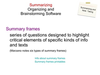 Marzano: Summarizing and Note Taking | PPT