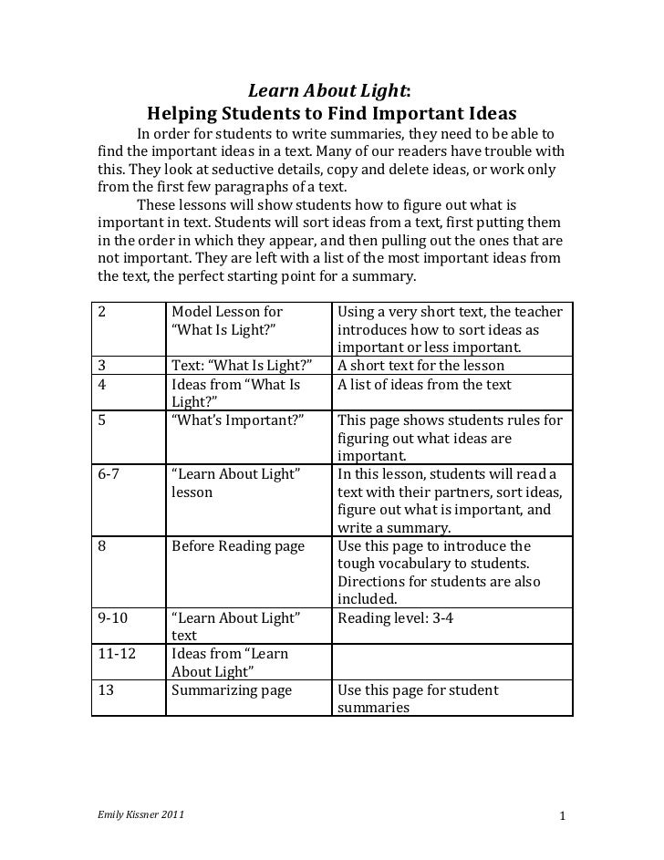 Lesson for Teaching Nonfiction Summarizing