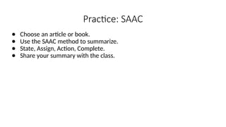 Saac Method Format Reference English for Academic and Professional Purposes Summarizing Strategies ...