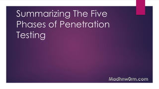 Summarizing The Five
Phases of Penetration
Testing
 
