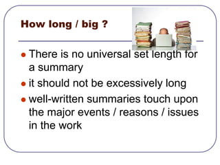 Tips: Summarize, don’t DescribeWeak: This article covers the topic of measuring the extent of global deforestation. The article discusses reasons for concern, the technique, the results, and the project’s current goal.             