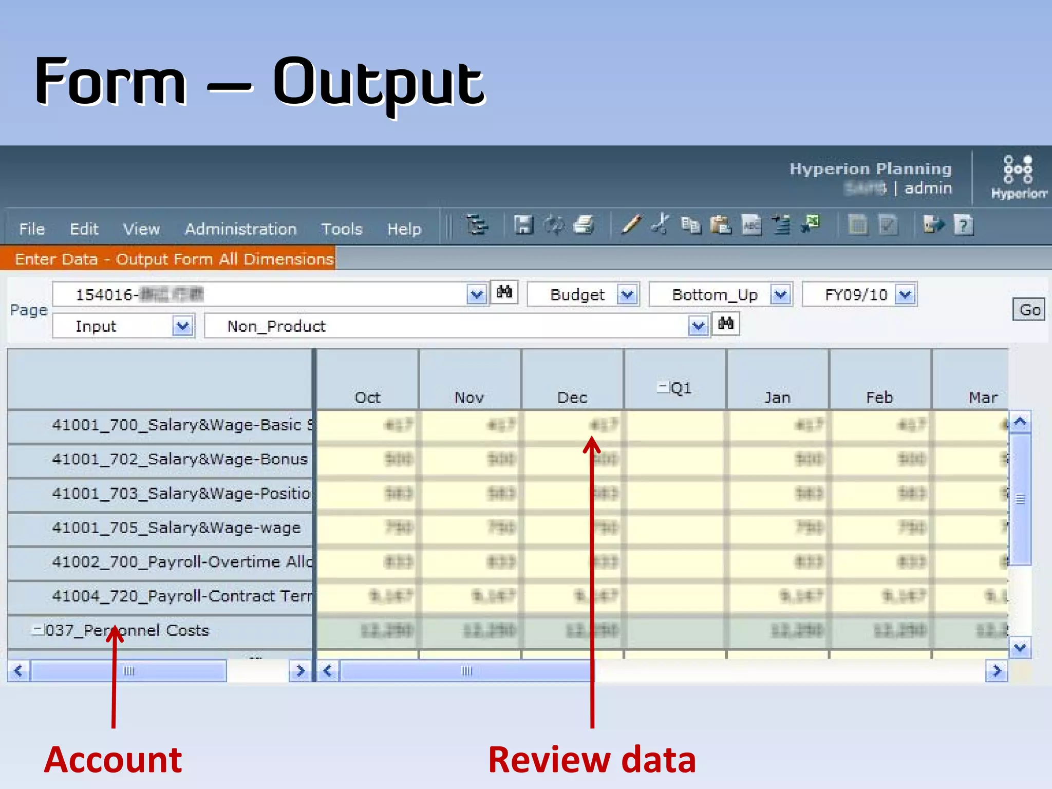 Form – Output




Account         Review data
 