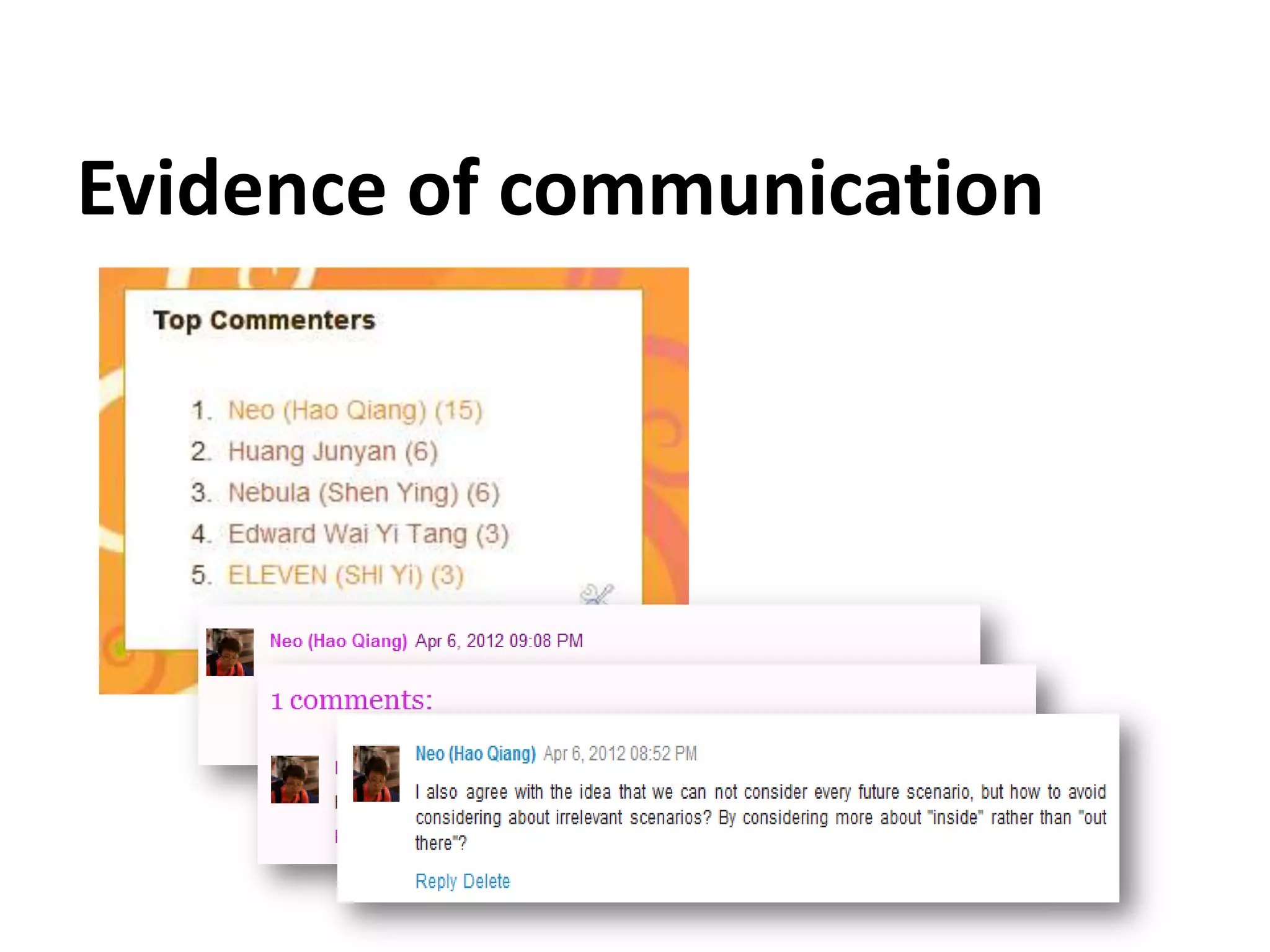 Evidence of communication