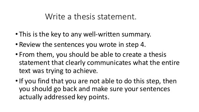 Where does the thesis statement go in a summary