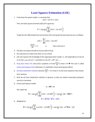 Estimation Theory Class (Summary and Revision) | PDF