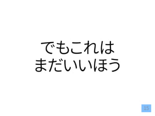 15
でもこれは
まだいいほう
 