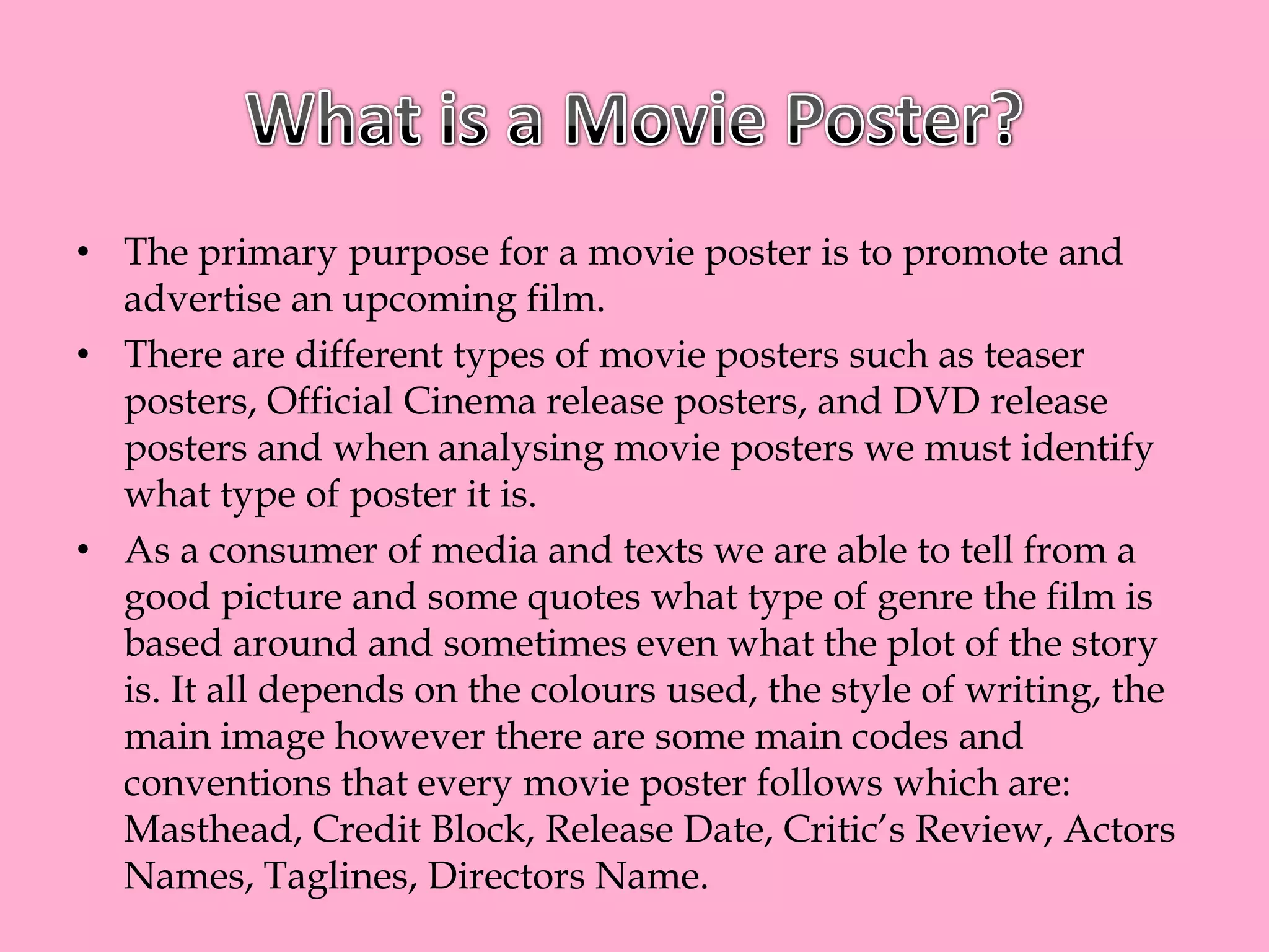 Movie Poster Codes & Conventions. | PPT