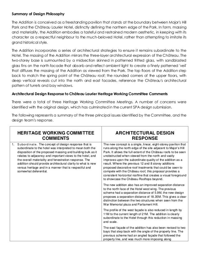 Chateau Laurier Expansion Design Philosophy Chateau Laurier Expansion Design Philosophy