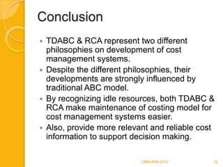 Summary: Recognition of Idle Resources in Time-Driven Activity Based ...