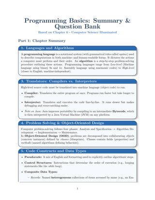 Comprehensive Overview of Programming Basics and Object-Oriented Design ...