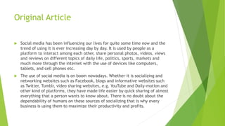 The Importance of Social Media in Education | PPTX