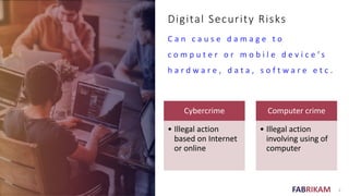 FABRIKAM
Digital Security Risks
C a n c a u s e d a m a g e t o
c o m p u t e r o r m o b i l e d e v i c e ’ s
h a r d w ...
