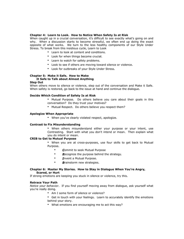 Summary crucial conversations | DOC