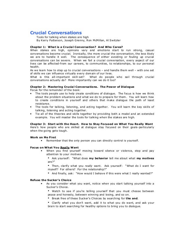 Summary Crucial Conversations