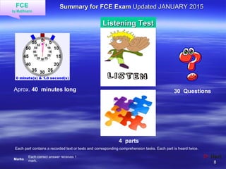 88
FCE
by Matifmarin
Summary for FCE ExamSummary for FCE Exam Updated JANUARY 2015Updated JANUARY 2015
 NextNext
Listeni...