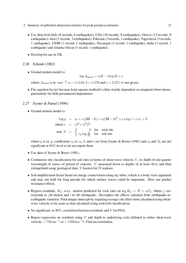 PGA EQUATIONS: SUMMARY