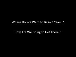 Where Do We Want to Be in 3 Years  ? How Are We Going to Get There  ? 