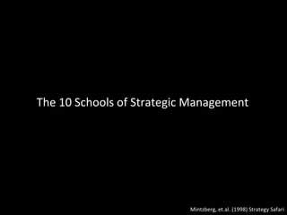 The 10 Schools of Strategic Management Mintzberg, et.al. (1998) Strategy Safari 