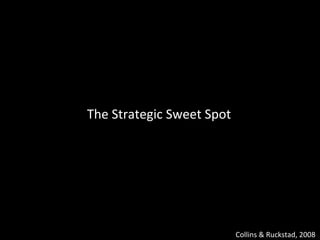 The Strategic Sweet Spot Collins & Ruckstad, 2008 