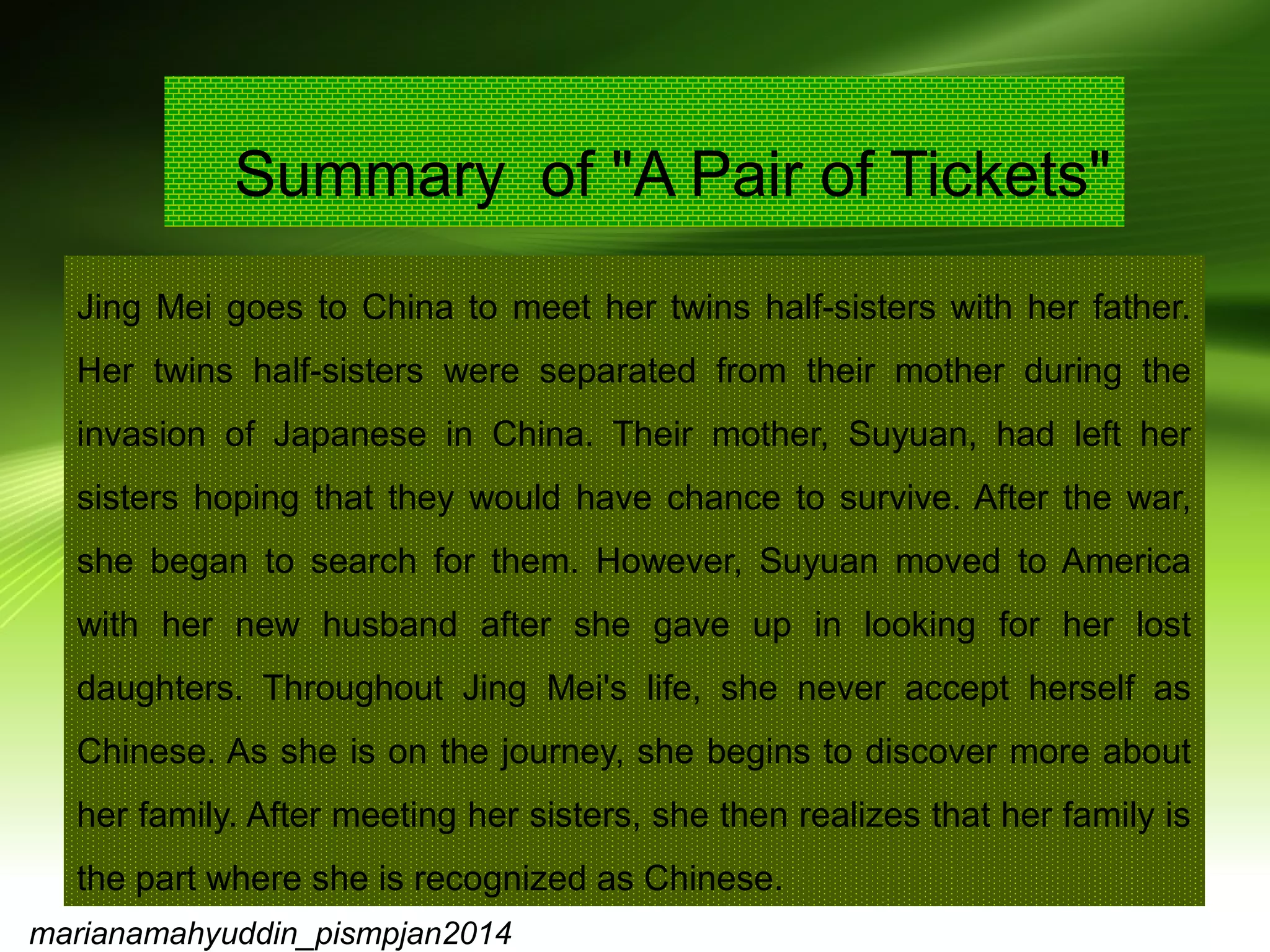 A PAIR OF TICKETS | PPT