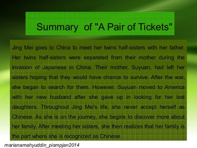 a biography of the life of jing mei woo At the very end of amy tan’s novel the joy luck club, one of the characters, jing-mei woo, is finally able to meet her two long-lost twin sisters, who had had to be. a biography of the life of jing mei woo At the very end of amy tan’s novel the joy luck club, one of the characters, jing-mei woo, is finally able to meet her two long-lost twin sisters, who had had to be.