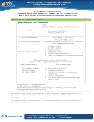 Summary of american diabetes association 2014 guidelines | PDF