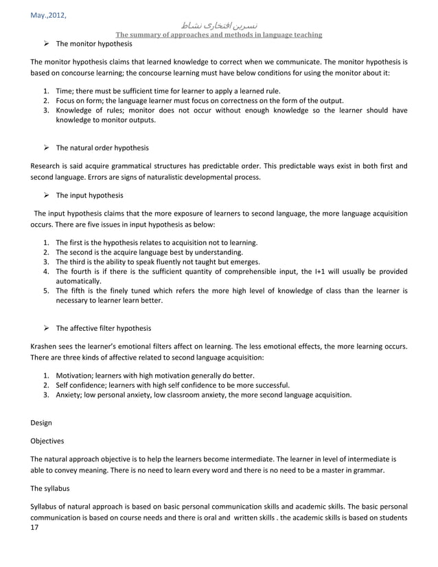 Summary Of Approaches And Methods In Language Teaching Pdf