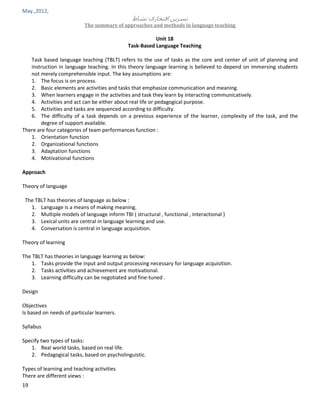 Summary of approaches and methods in language teaching | PDF