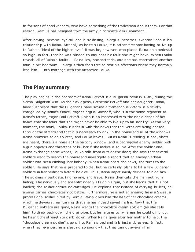 Summary of arms and the man